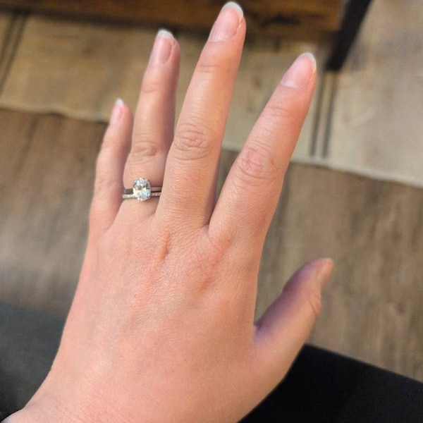 2.50 CT Oval Cut Moissanite Engagement Ring Set, 14k Solid Yellow Gold ...