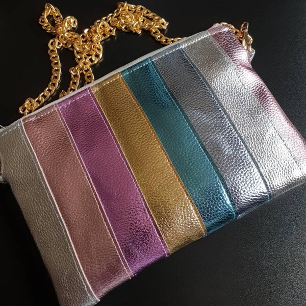 Metallic Faux Leather Braided Tote Bag main image 0