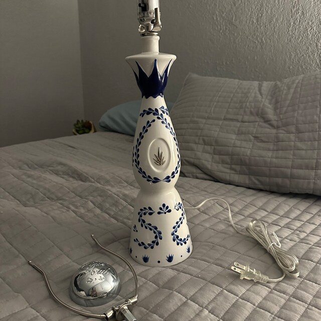Upcycled Clase Azul Tequila Bottle Handmade Lamp-gift for Father's