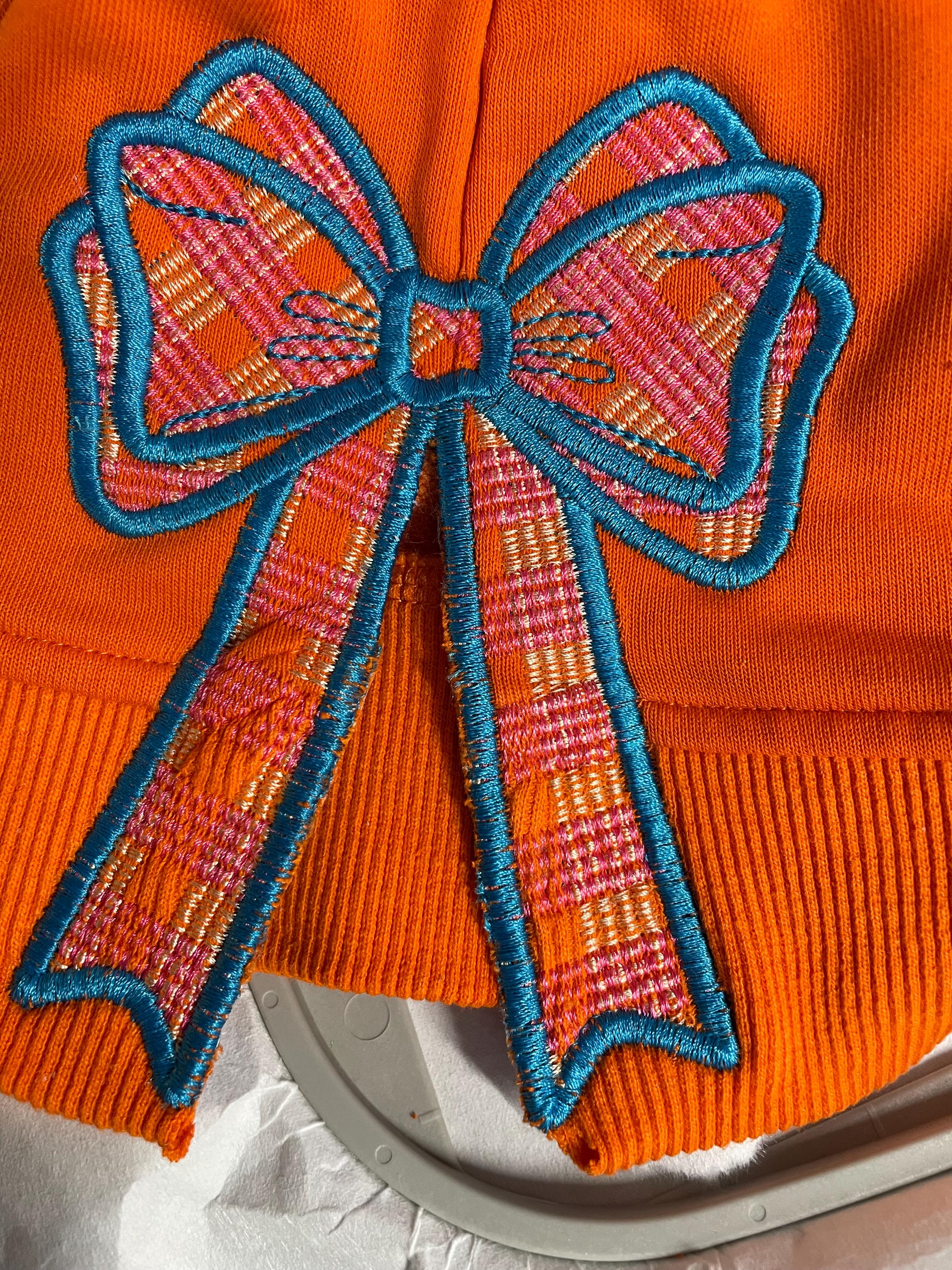 Customer project using Gingham Plaid Butterfly Bow embroidery design