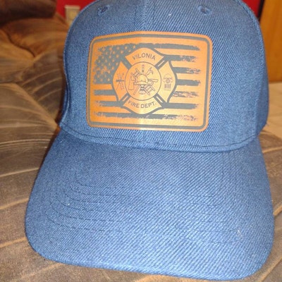 Fire Department Hat Custom Leather Patch, Firefighter Gift, Volunteer ...
