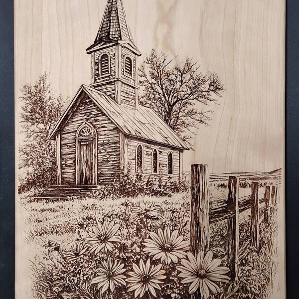Rustic Church Laser Engraving File: Farmhouse Chapel Design (digital ...