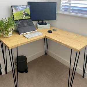 Rustic Corner Desk Made From Reclaimed Wood With Metal Hairpin - Etsy