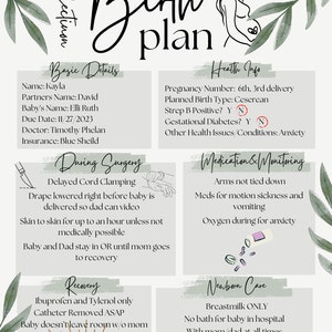 C section Birth Plan Template C section Birth Cesarean Birth Plan C section Birth Plan Template C section Birth Cesarean Birth Plan