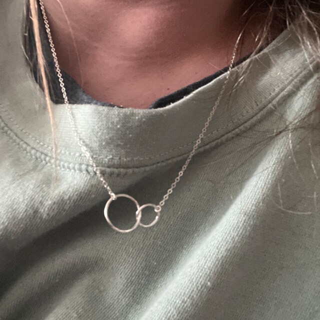 Dainty Double Circle Necklace, Mixed Metal, Infinity