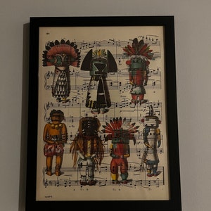 Native American Kachina Dolls Art Print From 1894 on Antique Music