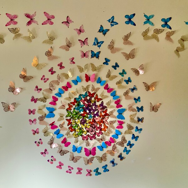 Rose Gold Butterfly 12 Pcs, 3D Butterfly, Wall Decor for Home ...