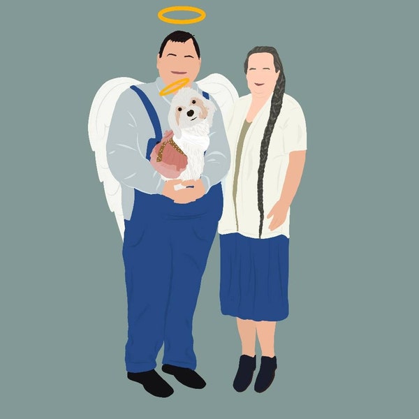 Faceless Memorial Portrait, Digital Art Memorial, Angel Family Portrait ...