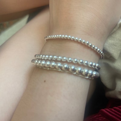 Sterling Silver Bead Bracelet - Etsy