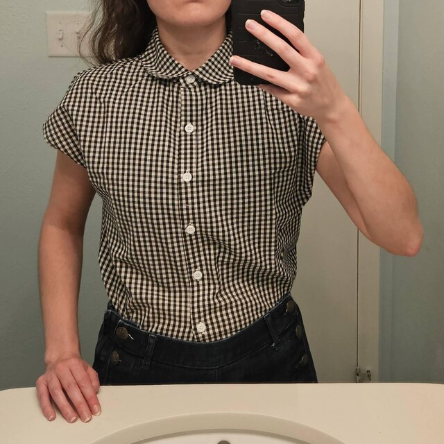 Women Plaid Short Sleeve Button Down Shirt, Summer Check