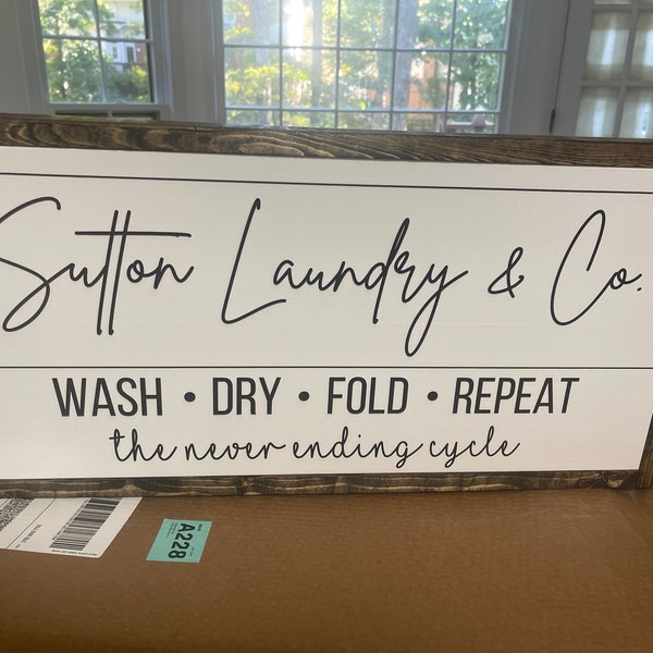 Personalized Laundry Room Sign, Farmhouse Laundry and Co, Wood Framed ...