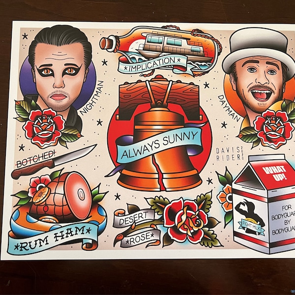 Always Sunny Tattoo Flash Art Print - Etsy