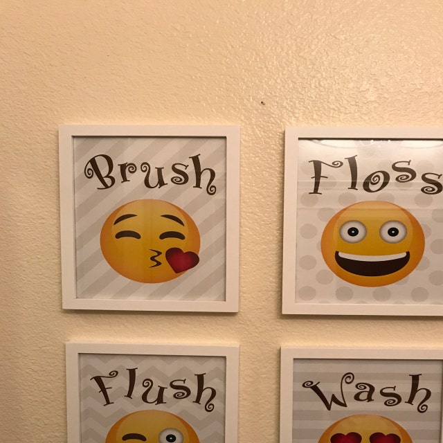 Emoji Kids Bathroom Wall Art Emoji Bathroom Wall Decor Etsy
