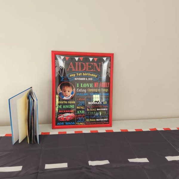 Race Car Chalkboard Sign Printable - Boy Birthday Chalk Board - Race ...