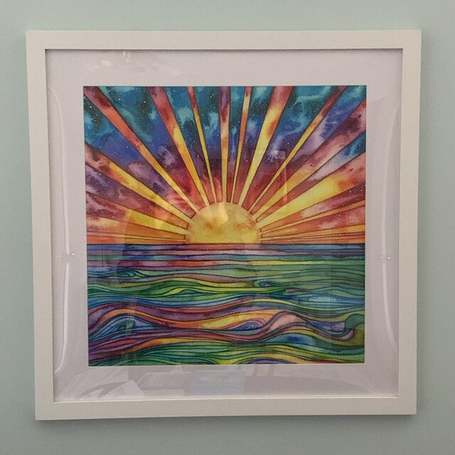 太陽がいっぱい 水彩画 木製フレーム 太陽がいっぱい 水彩画 木製フレーム