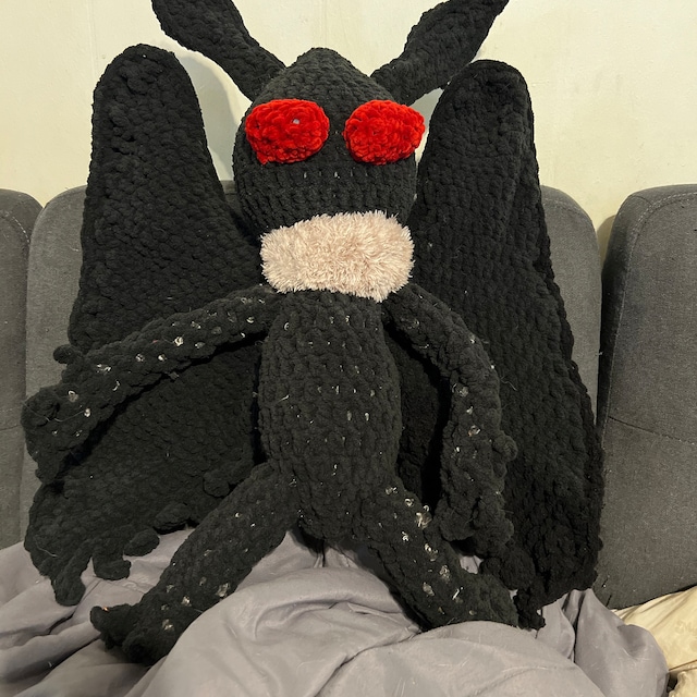 Finished Mothman just in time for Halloween 🎃 pattern from the book in the  background : r/Amigurumi