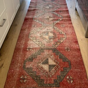 Vintage Red Area Rug Rustic Kitchen Decor Turkish Handmade | Etsy