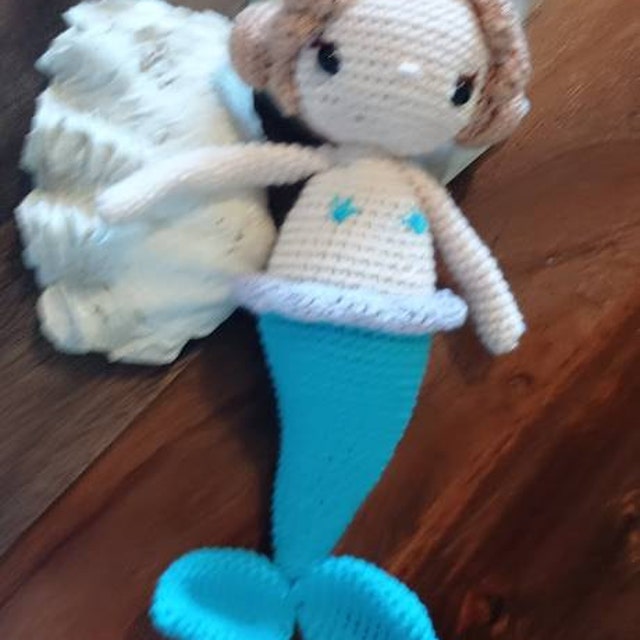 人魚のルル。あみぐるみ。かぎ針編みのパターン。ハーケランレイトゥン