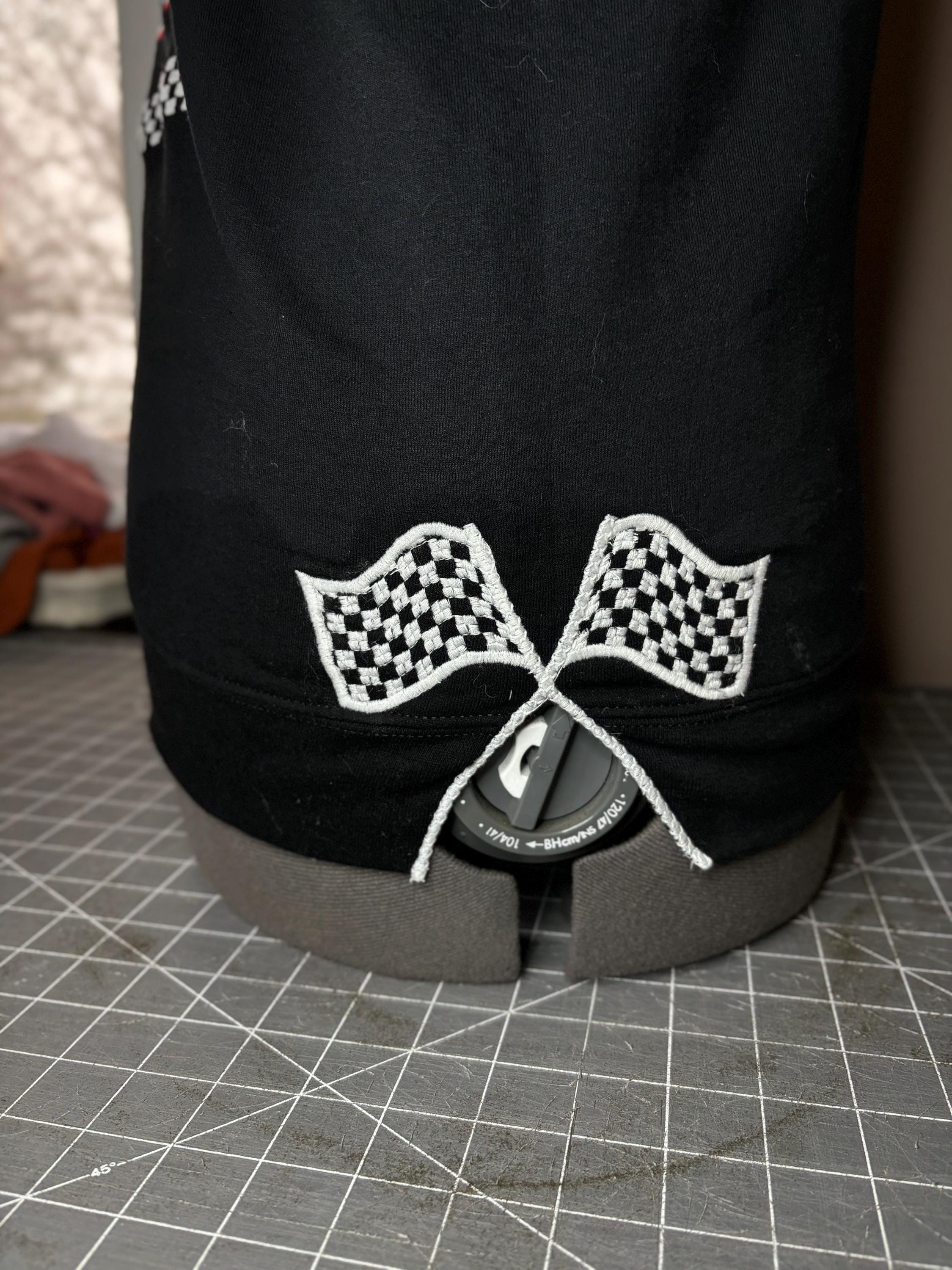 Customer project using Racing Flags Sports Applique embroidery design