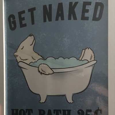 Get Naked Polar Bear Bathroom Wall Decor, Polar Bear Bathroom Art Print