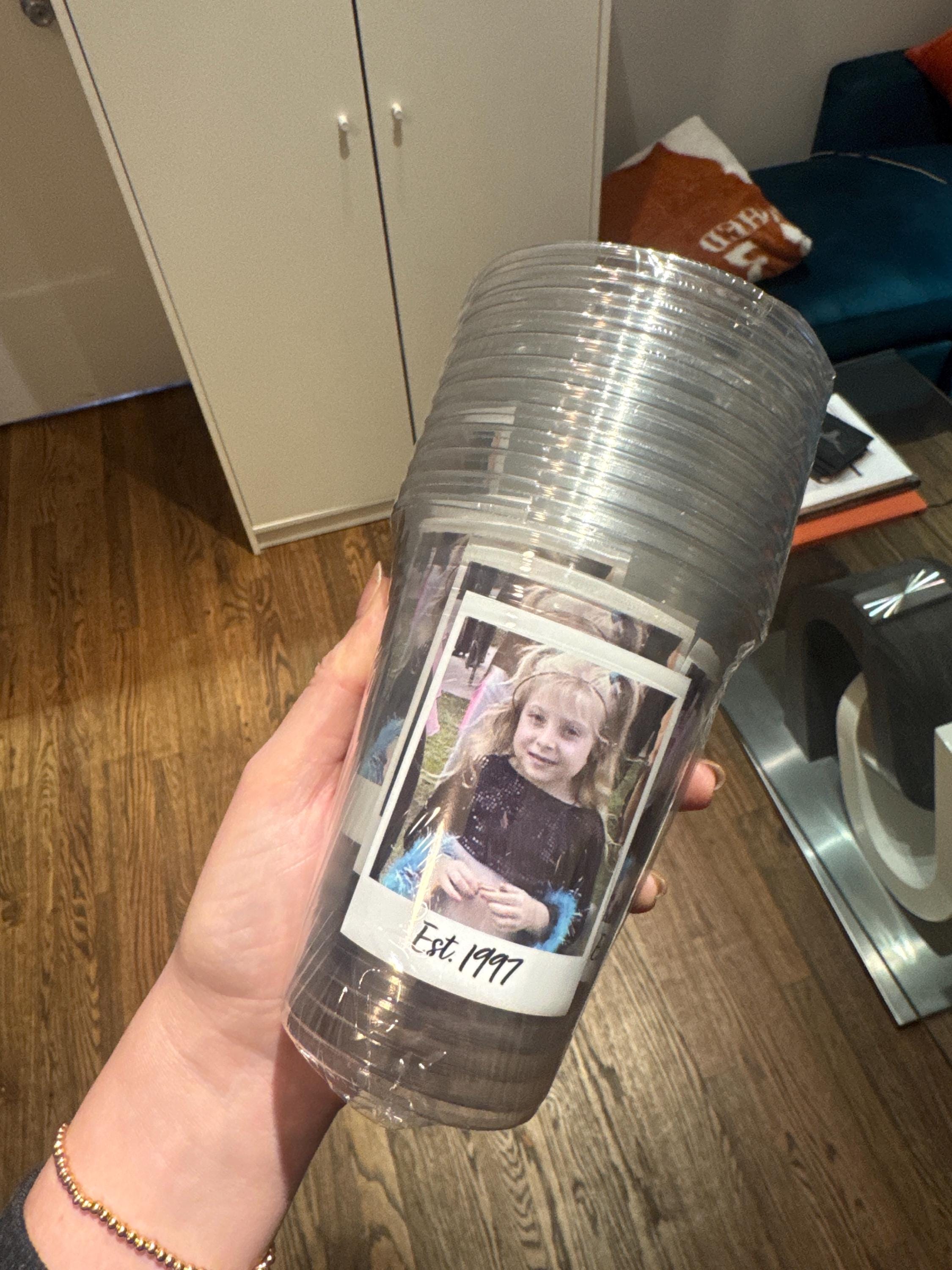 Personalized 16oz Custom Photo Cups – Plastic Cups with Text for Parties, Events, Birthdays & Decorations