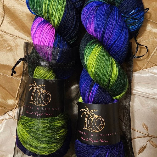 Wicked - Neon Green, Neon Purple, Neon Pink, Blue Hand Dyed Yarn ...