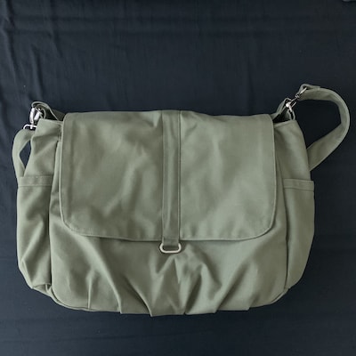 Smoke Green Messenger 15 Laptop Bag Canvas Diaper Bag - Etsy