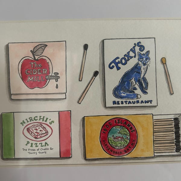 Custom Matchbook Hand-painted Watercolor Illustrations - Etsy