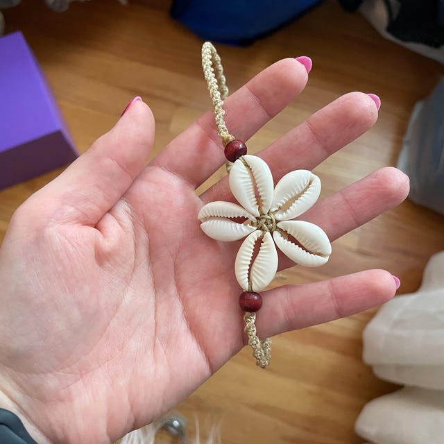Surf Flower Macrame Shell Necklace, Shell Macrame Necklace