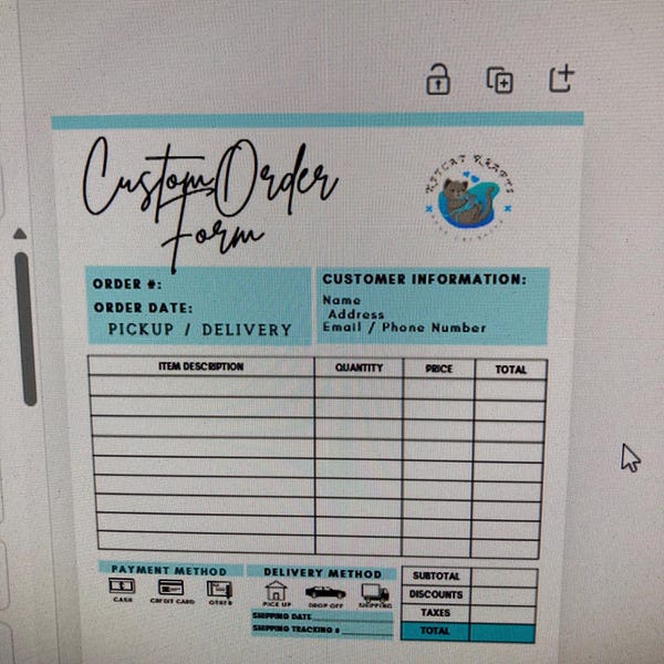 Order Form Template, Custom Order Form, Order Form, Printable Craft ...