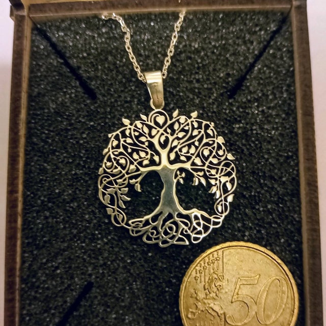 Progettazione Spoo | Albero della vita vintage con foglie di zirconi verdi, Eudora collana albero | Ciondolo in argento 925
