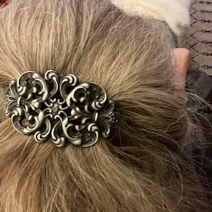 VINTAGE VICTORIAN FILIGREE French Barrette 80mm- Thick Hair  display picture 1