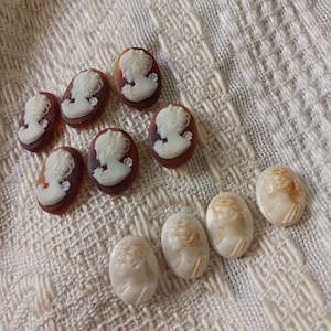 Vintage German Cameos - Classic Female Profile - 7 COLORS