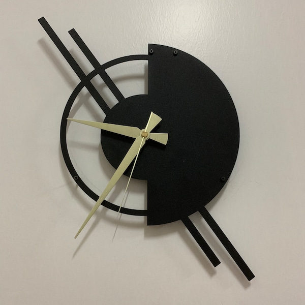 Modern Metal Wall Clock Decor, Black Minimalist Large Design Clock ...