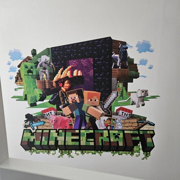 Peel and Stick Minecraft Wall Decal Video Games Wall Sticker Steve ...
