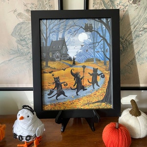 11x14 to the Witch's House We Go Halloween Black Cat Ryta Witch Haunted ...