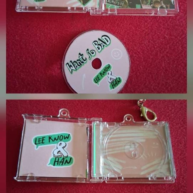Stray Kids Han and Lee Know Want so Bad Handmade Mini CD Keychain