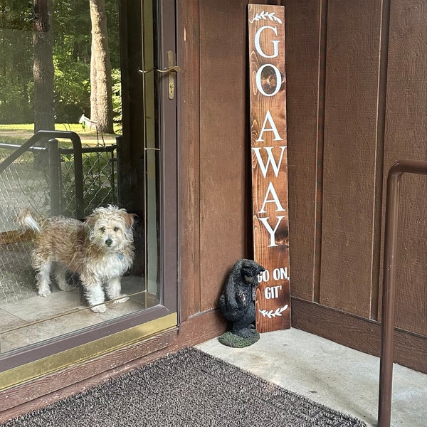 Go Away Go on Git Porch Sign: Rustic Farmhouse Wood Welcome Decor ...