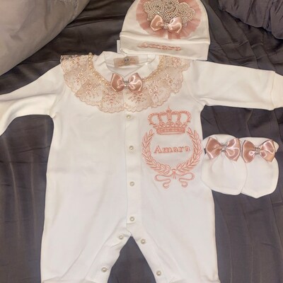 3pcs Crown Baby Girl Hospital Exit Newborn Baby Girl Bling Outfits Baby ...