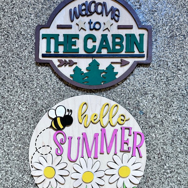 Summer Door Hanger SVG Laser Cut Files: Daisy Bee Welcome Sign SVG ...