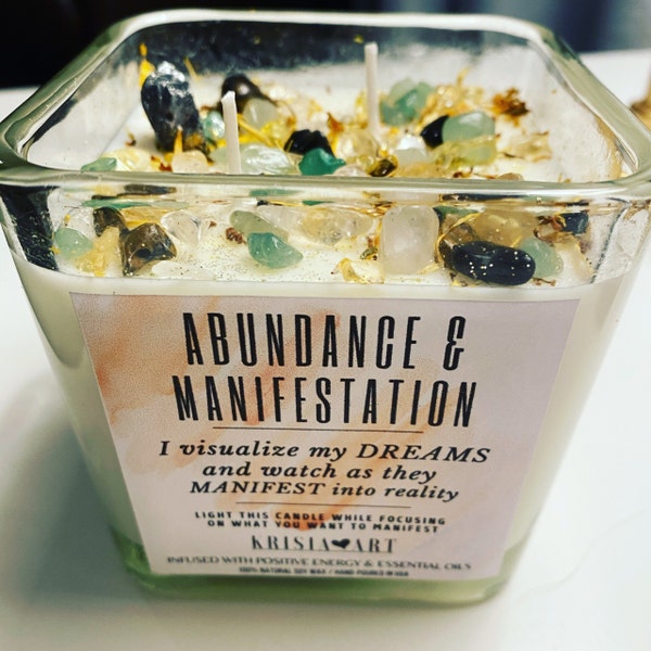 ABUNDANCE Intention Candle for Attraction and Manifestation. Tin Candle ...