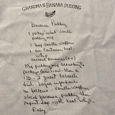 Handwritten Recipe Tea Towel / Flour Sack Your Favorite Recipe in ...