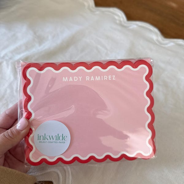 Scalloped Stationery Set - Personalized Note Cards With Envelopes ...