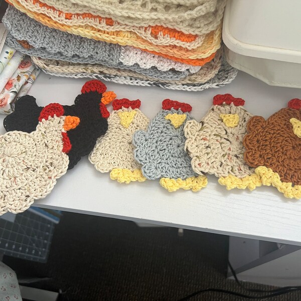 Penny Rug Coaster Pattern Henny Penny Coaster Digital Crochet Pattern, Instant Download Easy Mug ...