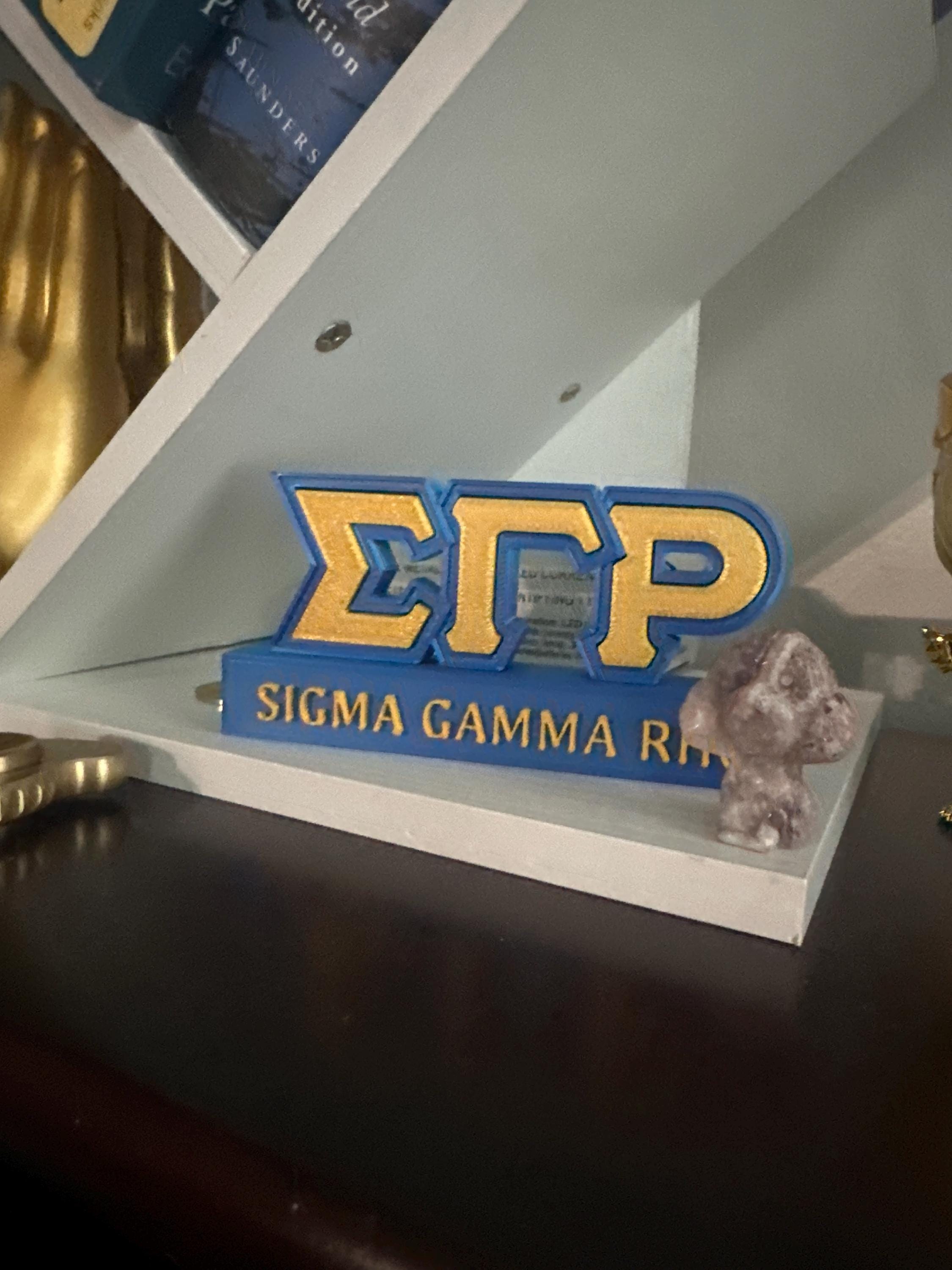 Sigma Gamma Rho Blau &amp; Gold inspiriertes anpassbares Schreibtisch-Namensschild