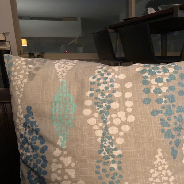 Blue and Grey Pillow Cover, Blue Decorative Pillow Cover, Aqua Pillow