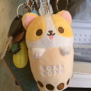 boba corgi keychain