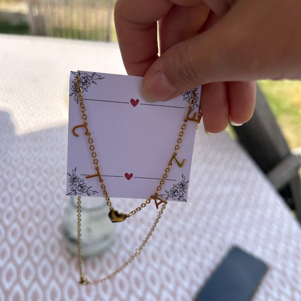 VU100 Collier Initiale Lettre Or Pour Femmes Et Filles - Pendentif Acier Inoxydable Chaîne Réglable