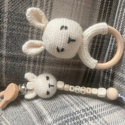 PATTERN: Bunny Rattle and Pacifier Clip Bundle, Easy to Follow Crochet ...