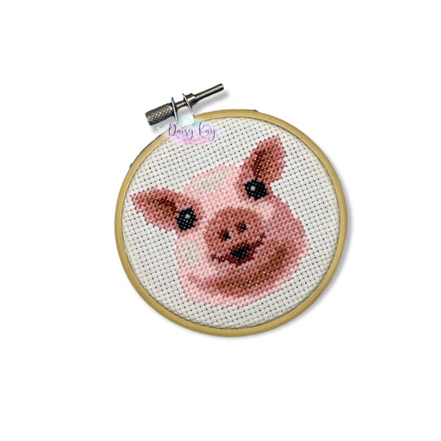 happy pig☆様 Happy Pig Cross Stitch Pattern PDF - Pig + Smiling Pig Embroidery
